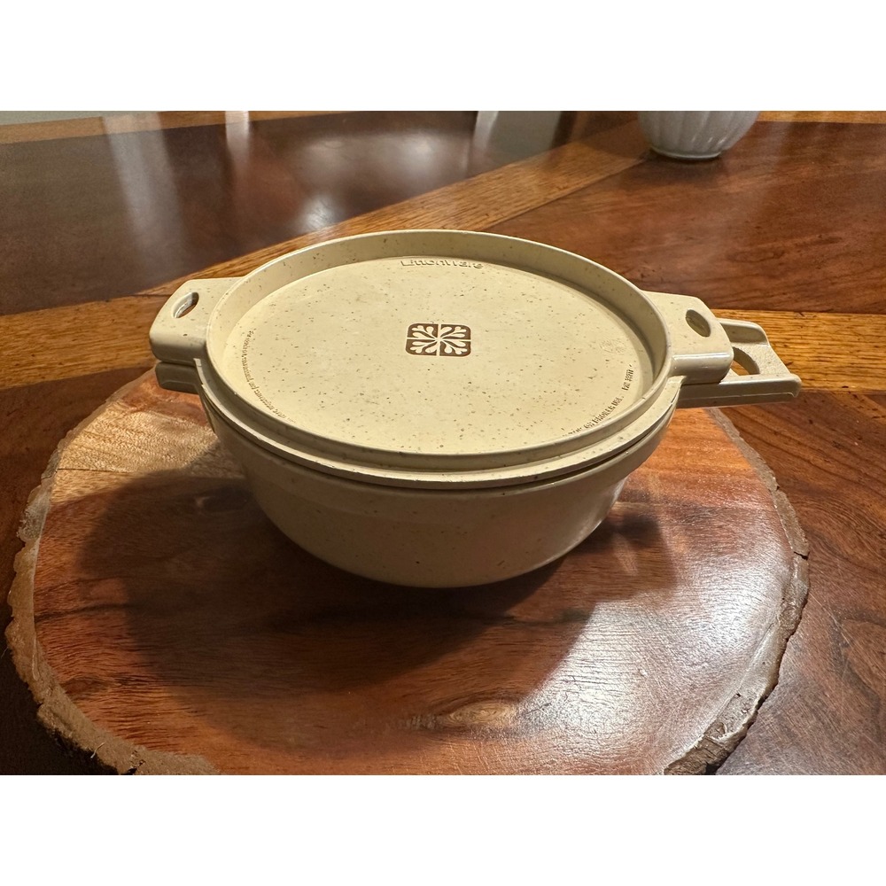 Vintage LittonWare Simmer Pot with Lid Tan Speckled 39278 39277 Microwave Oven
